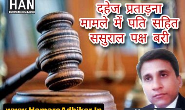 बहुचर्चित दहेज प्रताड़ना के मामले में पति सहित ससुराल पक्ष दोषमुक्त